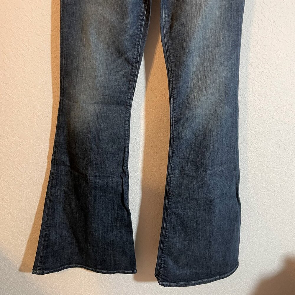 Black Orchid NWT Women's Dark Blue Cotton/Poly High Rise Flare Jeans, Size 26 - Picture 3 of 7